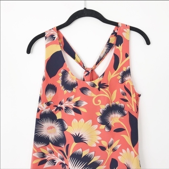 J. CREW 100% Silk Hibiscus Twist Back Dress Size 0 Vacation Beach Tropical - Picture 3 of 8